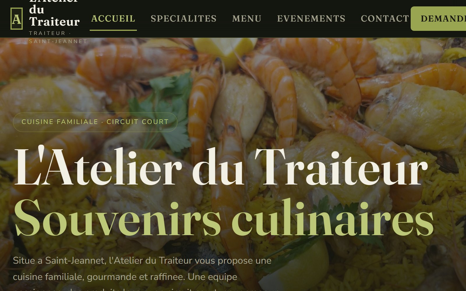Aperçu du site L’Atelier du Traiteur