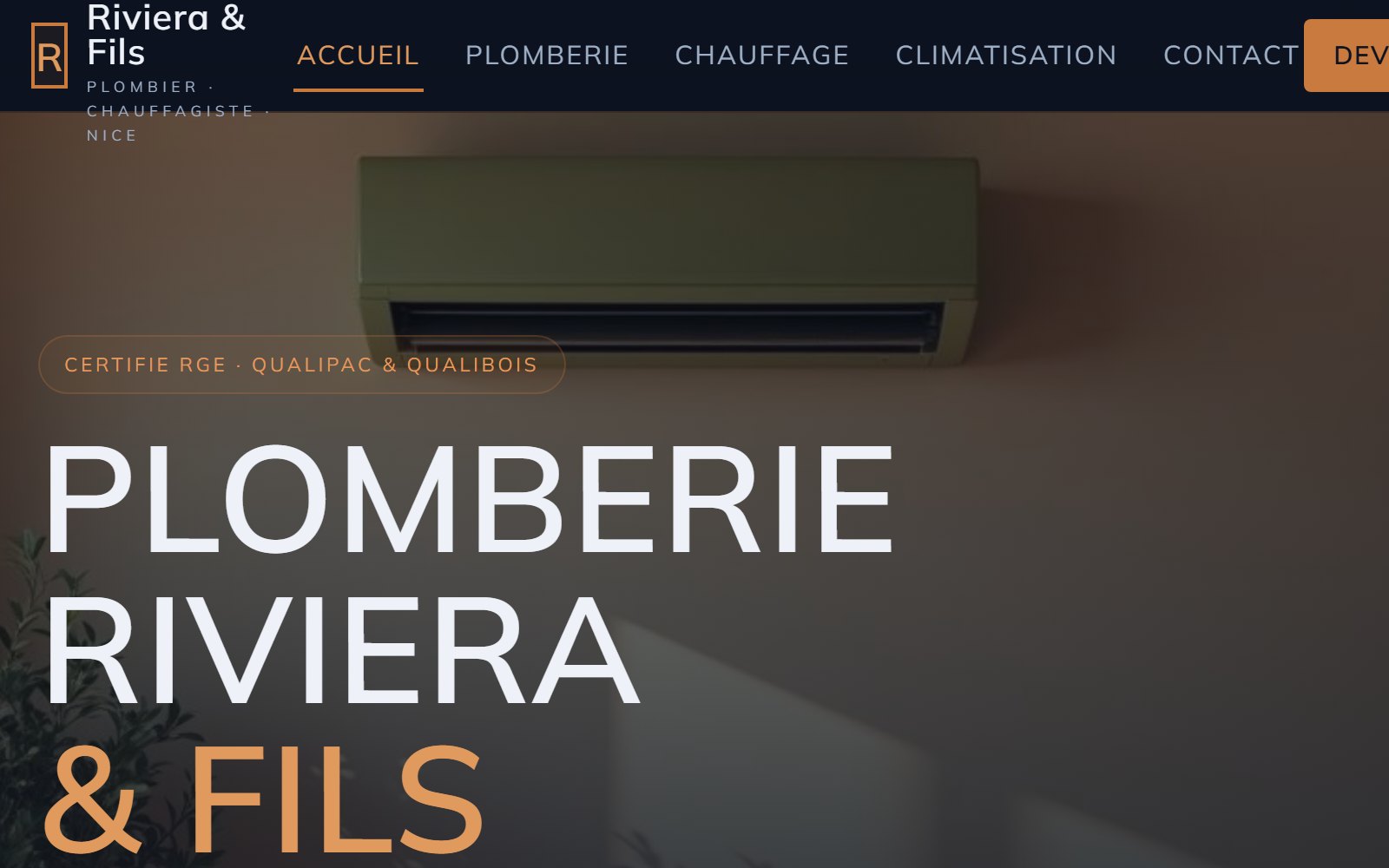 Aperçu du site Plomberie Riviera & Fils